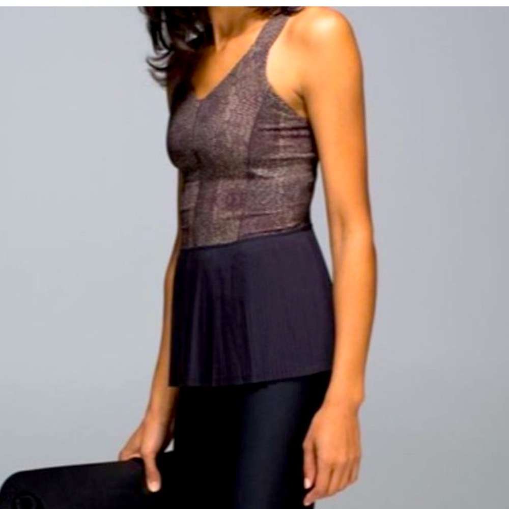 Lululemon City Tank Pleated Peplum Golden Godess Cashew Multi / Black